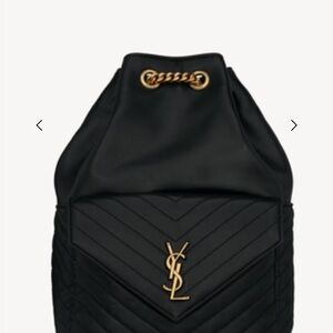 Saint Laurent Black Quilted Joe Lambskin Leather Backpack